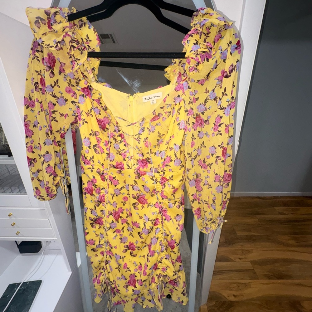 For Love And Lemons Yellow Floral Dress